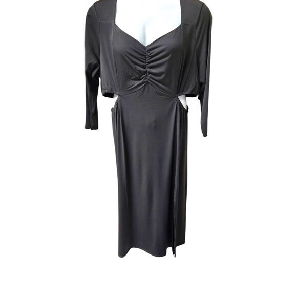 NEW TORRID DEEP BLACK Studio Knit Side Cutout Maxi dress SIZE 2X - Picture 2 of 13